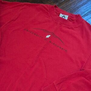 Red University of Wisconsin UW Badger  Football Long Sleeve Shirt, S